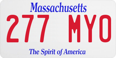 MA license plate 277MY0