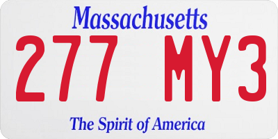 MA license plate 277MY3