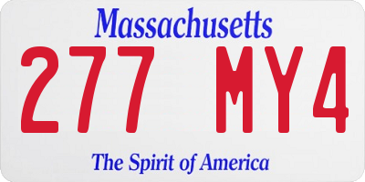 MA license plate 277MY4