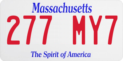 MA license plate 277MY7