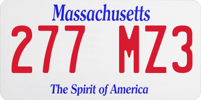 MA license plate 277MZ3