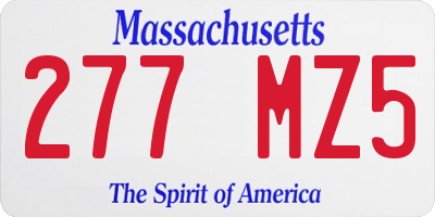 MA license plate 277MZ5
