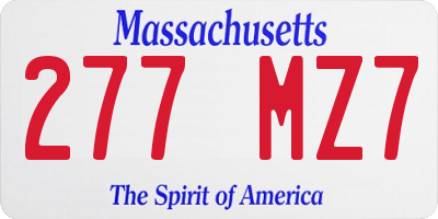 MA license plate 277MZ7