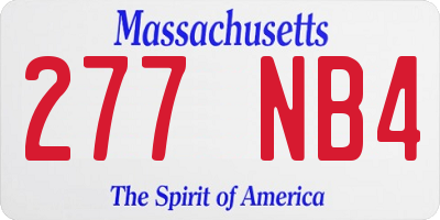 MA license plate 277NB4