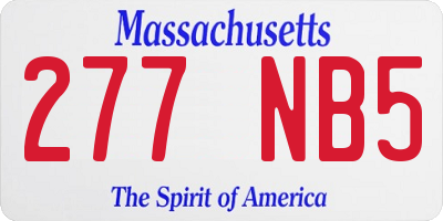 MA license plate 277NB5