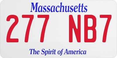 MA license plate 277NB7