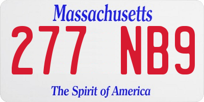 MA license plate 277NB9