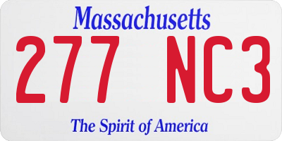 MA license plate 277NC3