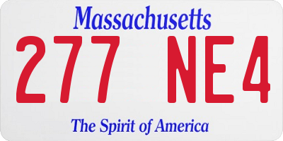 MA license plate 277NE4