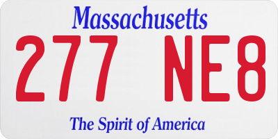 MA license plate 277NE8