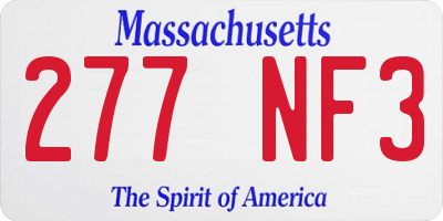 MA license plate 277NF3