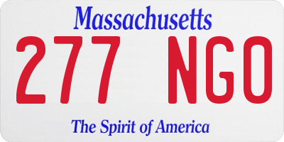MA license plate 277NG0