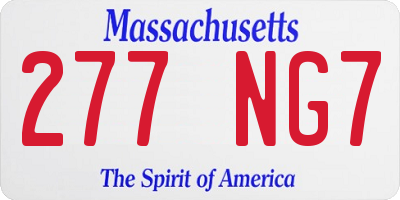 MA license plate 277NG7