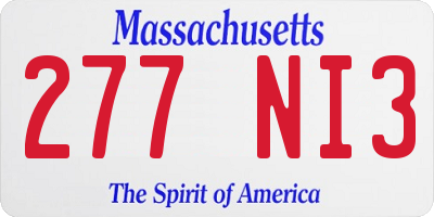 MA license plate 277NI3