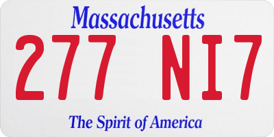 MA license plate 277NI7