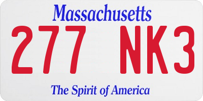 MA license plate 277NK3