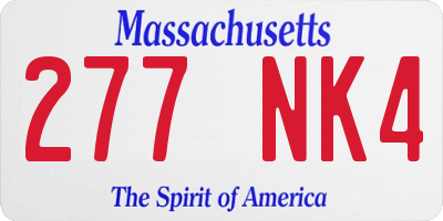 MA license plate 277NK4