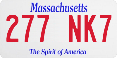 MA license plate 277NK7