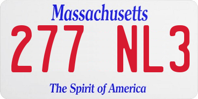 MA license plate 277NL3