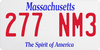 MA license plate 277NM3