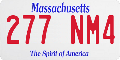 MA license plate 277NM4