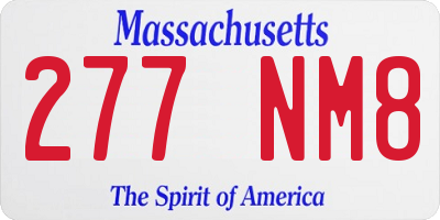 MA license plate 277NM8