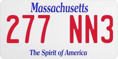MA license plate 277NN3