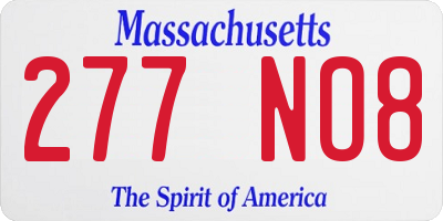 MA license plate 277NO8