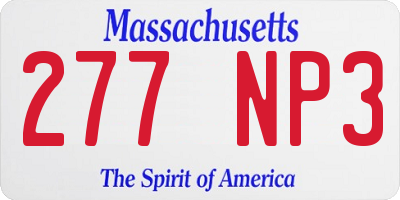 MA license plate 277NP3