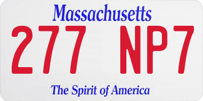 MA license plate 277NP7