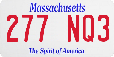MA license plate 277NQ3