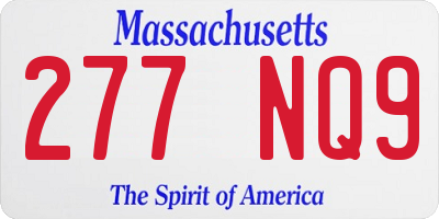 MA license plate 277NQ9