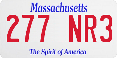 MA license plate 277NR3