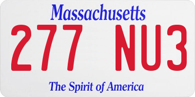 MA license plate 277NU3