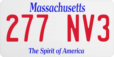 MA license plate 277NV3