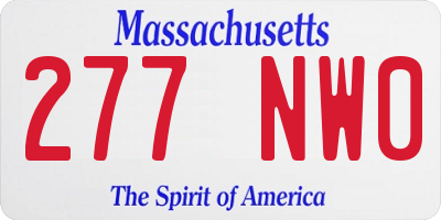 MA license plate 277NW0
