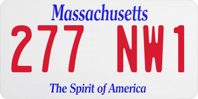 MA license plate 277NW1
