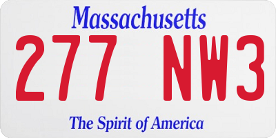 MA license plate 277NW3