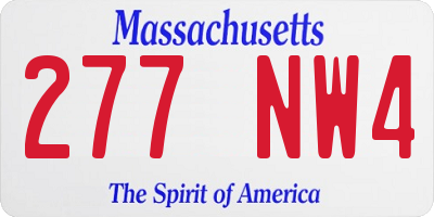 MA license plate 277NW4
