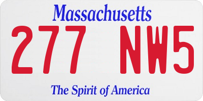 MA license plate 277NW5