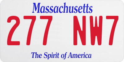 MA license plate 277NW7