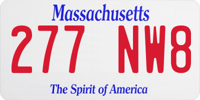 MA license plate 277NW8