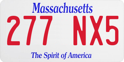 MA license plate 277NX5