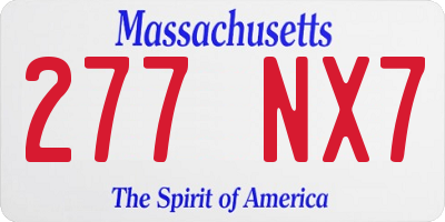 MA license plate 277NX7
