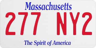 MA license plate 277NY2