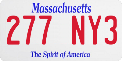 MA license plate 277NY3
