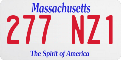 MA license plate 277NZ1