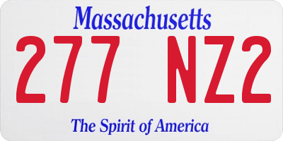 MA license plate 277NZ2