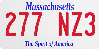 MA license plate 277NZ3