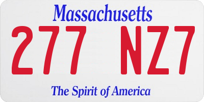 MA license plate 277NZ7